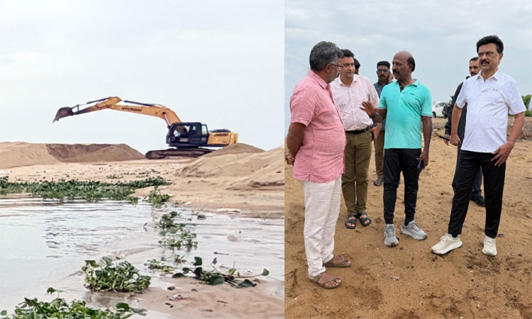 சென்னை அடையாறு முகத்துவாரத்தில் முதல்-அமைச்சர் மு.க.ஸ்டாலின் ஆய்வு1