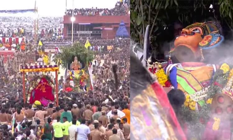 திருச்செந்தூரில் கோலாகலமாக நடைபெற்ற சூரசம்ஹாரம்.. விண்ணைப் பிளந்த அரோகரா முழக்கம்1