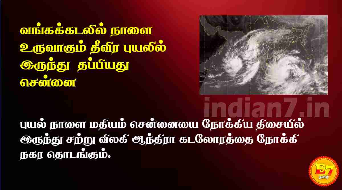 வங்கக்கடலில் நாளை உருவாகும் தீவிர புயலில் இருந்து  தப்பியது சென்னை