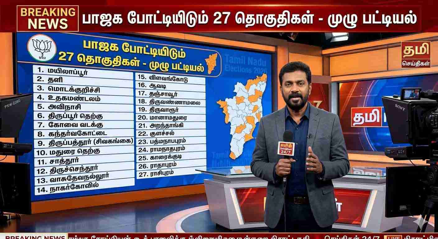 பாஜக போட்டியிடும் 27 தொகுதிகள் - முழு பட்டியல்