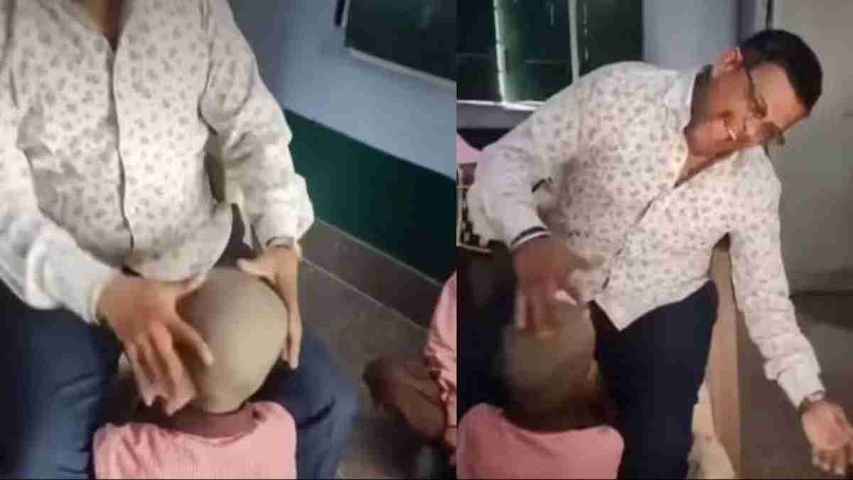 மாணவரின் மொட்டை தலையில் தபலா வாசித்த ஆசிரியர் - இணையத்தில் சர்ச்சை